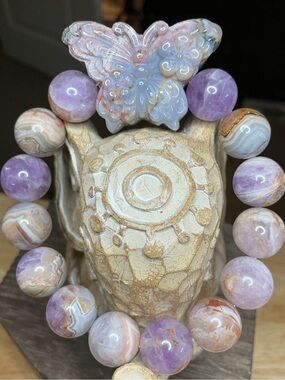 Amethyst and Crazy Lace 13mm with OJ Butterfly